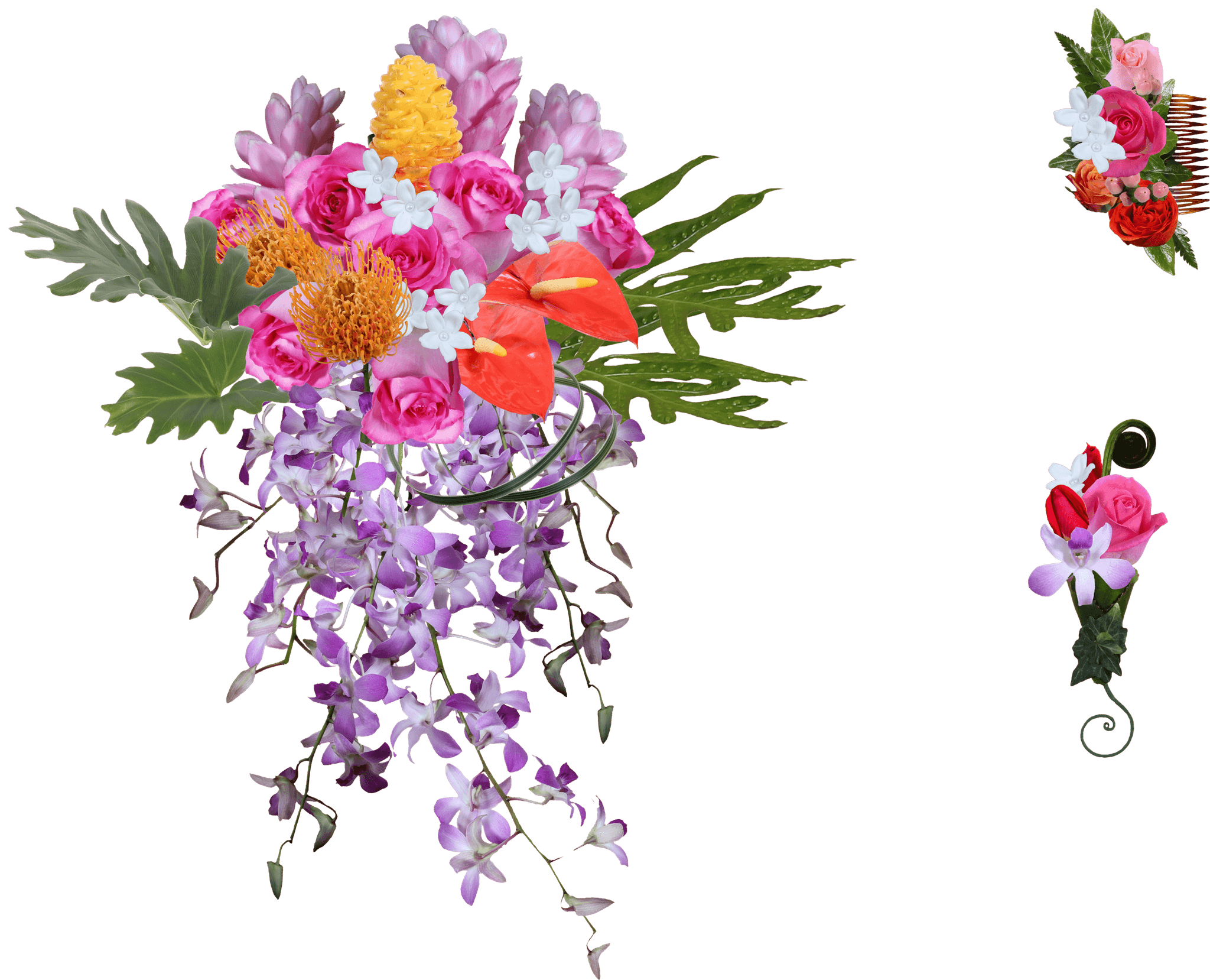 A tropical flower arrangement created with Flower Architect.